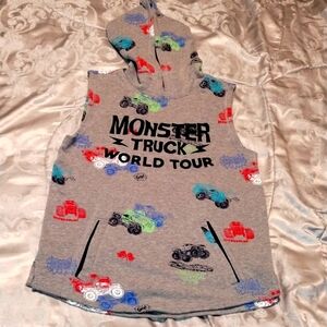 365 Kids Monster Truck World‎ Tour Sleeveless Hoodie Boys Sz 10 w Front Pockets